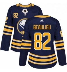 Womens Adidas Buffalo Sabres 82 Nathan Beaulieu Premier Navy Blue Home NHL Jersey 