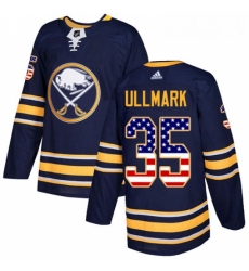 Youth Adidas Buffalo Sabres 35 Linus Ullmark Authentic Navy Blue USA Flag Fashion NHL Jersey 