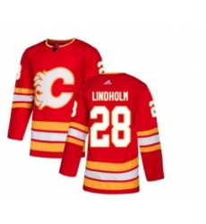 Men Calgary Flames 28 Elias Lindholm Red Stitched NHL Jersey