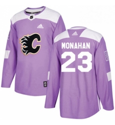 Mens Adidas Calgary Flames 23 Sean Monahan Authentic Purple Fights Cancer Practice NHL Jersey 