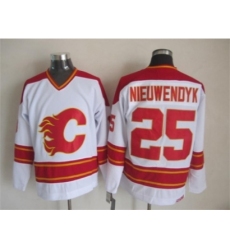 NHL Calgary Flames #25 Joe Nieuwendyk White CCM Throwback Jerseys