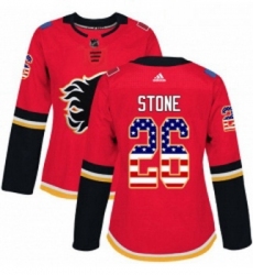 Womens Adidas Calgary Flames 26 Michael Stone Authentic Red USA Flag Fashion NHL Jersey 