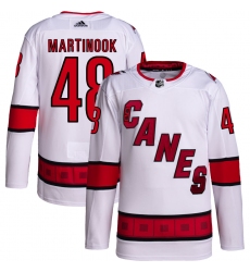 Men Carolina Hurricanes Jordan Martinook 48 White Adidas Reverse Retro Jersey