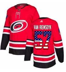 Youth Adidas Carolina Hurricanes 57 Trevor Van Riemsdyk Authentic Red USA Flag Fashion NHL Jersey 