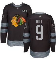 Blackhawks #9 Bobby Hull Black 1917 2017 100th Anniversary Stitched NHL Jersey