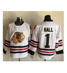 Chicago Blackhawks #1 Glenn Hall White CCM Throwback Stitched NHL Jersey