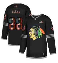 Men Chicago Blackhawks 88 Patrick Kane Black USA Flag Fashion Adidas Jersey