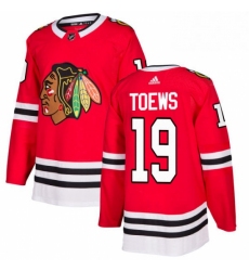 Mens Adidas Chicago Blackhawks 19 Jonathan Toews Authentic Red Home NHL Jersey 