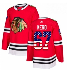 Mens Adidas Chicago Blackhawks 67 Tanner Kero Authentic Red USA Flag Fashion NHL Jersey 