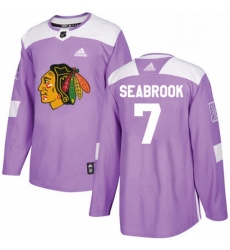 Mens Adidas Chicago Blackhawks 7 Brent Seabrook Authentic Purple Fights Cancer Practice NHL Jersey 