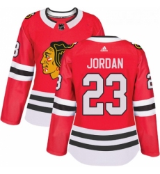 Womens Adidas Chicago Blackhawks 23 Michael Jordan Authentic Red Home NHL Jersey 