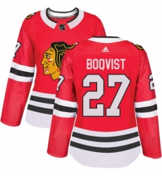 Womens Adidas Chicago Blackhawks 27 Adam Boqvist Authentic Red Home NHL Jersey 