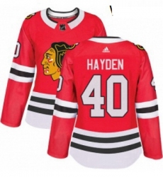 Womens Adidas Chicago Blackhawks 40 John Hayden Authentic Red Home NHL Jersey 