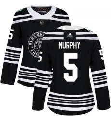 Womens Adidas Chicago Blackhawks 5 Connor Murphy Authentic Black 2019 Winter Classic NHL Jersey 