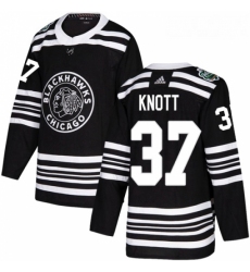 Youth Adidas Chicago Blackhawks 37 Graham Knott Authentic Black 2019 Winter Classic NHL Jersey 