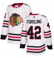 Youth Adidas Chicago Blackhawks 42 Gustav Forsling Authentic White Away NHL Jersey 