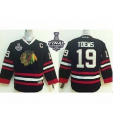 youth nhl jerseys chicago blackhawks #19 toews black[2015 stanley cup][patch C]