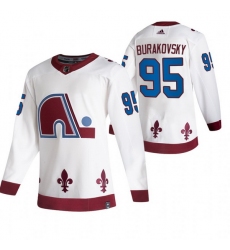 Men Colorado Avalanche 95 Andre Burakovsky White Adidas 2020 21 Reverse Retro Alternate NHL Jersey