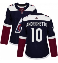 Womens Adidas Colorado Avalanche 10 Sven Andrighetto Authentic Navy Blue Alternate NHL Jersey 