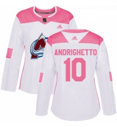 Womens Adidas Colorado Avalanche 10 Sven Andrighetto Authentic WhitePink Fashion NHL Jersey 