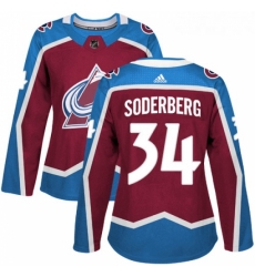 Womens Adidas Colorado Avalanche 34 Carl Soderberg Premier Burgundy Red Home NHL Jersey 