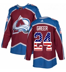 Youth Adidas Colorado Avalanche 24 AJ Greer Authentic Burgundy Red USA Flag Fashion NHL Jersey 