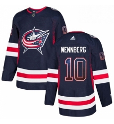 Mens Adidas Columbus Blue Jackets 10 Alexander Wennberg Authentic Navy Blue Drift Fashion NHL Jersey 