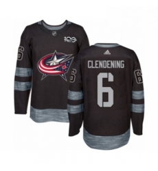 Mens Adidas Columbus Blue Jackets 6 Adam Clendening Authentic Black 1917 2017 100th Anniversary NHL Jersey 