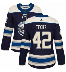 Womens Adidas Columbus Blue Jackets 42 Alexandre Texier Authentic Navy Blue Alternate NHL Jersey 