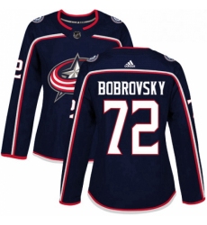 Womens Adidas Columbus Blue Jackets 72 Sergei Bobrovsky Premier Navy Blue Home NHL Jersey 