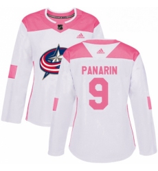 Womens Adidas Columbus Blue Jackets 9 Artemi Panarin Authentic WhitePink Fashion NHL Jersey 