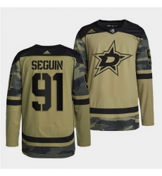 Men Dallas Stars 91 Tyler Seguin 2022 Camo Military Appreciation Night Stitched jersey