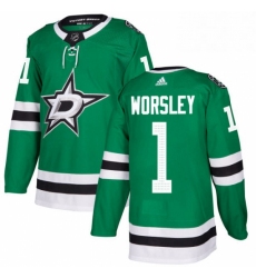 Mens Adidas Dallas Stars 1 Gump Worsley Premier Green Home NHL Jersey 