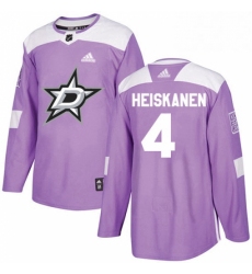 Mens Adidas Dallas Stars 4 Miro Heiskanen Authentic Purple Fights Cancer Practice NHL Jersey 