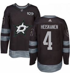 Mens Adidas Dallas Stars 4 Miro Heiskanen Premier Black 1917 2017 100th Anniversary NHL Jersey 