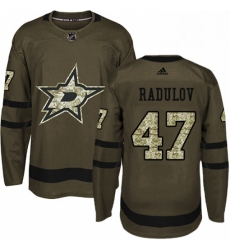 Mens Adidas Dallas Stars 47 Alexander Radulov Premier Green Salute to Service NHL Jersey 