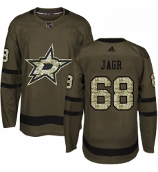 Mens Adidas Dallas Stars 68 Jaromir Jagr Premier Green Salute to Service NHL Jersey 