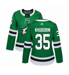 Womens Adidas Dallas Stars 35 Anton Khudobin Premier Green Home NHL Jersey 