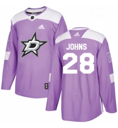 Youth Adidas Dallas Stars 28 Stephen Johns Authentic Purple Fights Cancer Practice NHL Jersey 