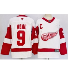 Men Detroit Red Wings 9 Gordie Howe White 2024 25 Stitched Jersey