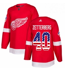 Mens Adidas Detroit Red Wings 40 Henrik Zetterberg Authentic Red USA Flag Fashion NHL Jersey 