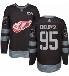 Mens Adidas Detroit Red Wings 95 Dennis Cholowski Premier Black 1917 2017 100th Anniversary NHL Jersey 