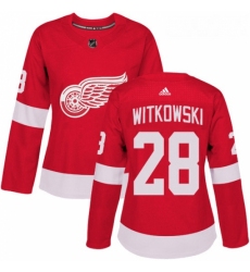 Womens Adidas Detroit Red Wings 28 Luke Witkowski Premier Red Home NHL Jersey 