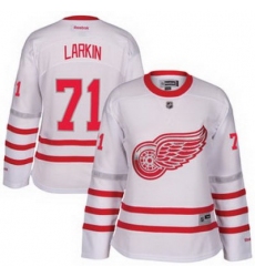 Womens Detroit Red Wings Dylan Larkin Reebok White 2017 Centennial Classic Premier Player Jersey