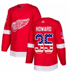 Youth Adidas Detroit Red Wings 35 Jimmy Howard Authentic Red USA Flag Fashion NHL Jersey 