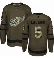 Youth Adidas Detroit Red Wings 5 Nicklas Lidstrom Premier Green Salute to Service NHL Jersey 