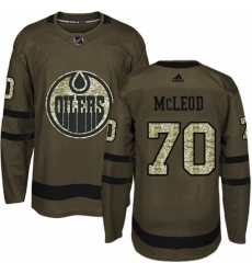 Mens Adidas Edmonton Oilers 70 Ryan McLeod Authentic Green Salute to Service NHL Jersey 