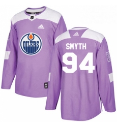 Mens Adidas Edmonton Oilers 94 Ryan Smyth Authentic Purple Fights Cancer Practice NHL Jersey 