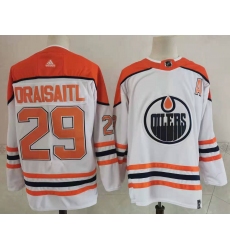 Oilers 29 Leon Draisaitl White 2020 21 Reverse Retro Adidas Jersey