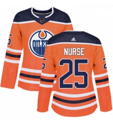 Womens Adidas Edmonton Oilers 25 Darnell Nurse Authentic Orange Home NHL Jersey 